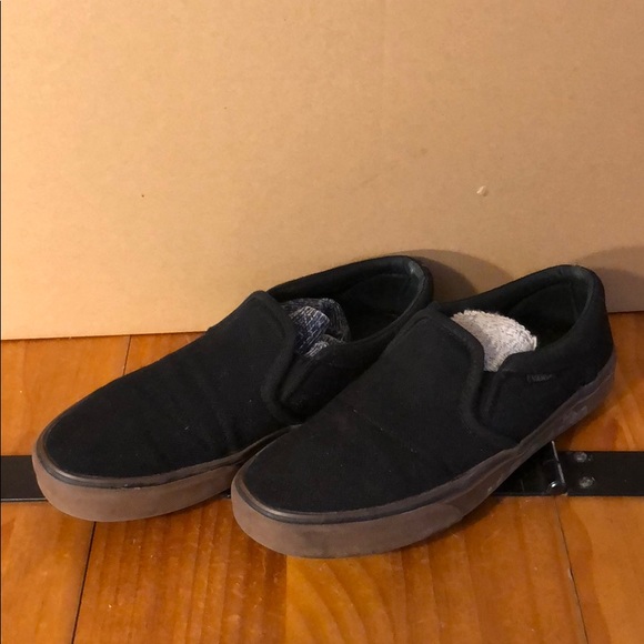 vans black herringbone slip on